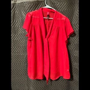 Red sheer blouse